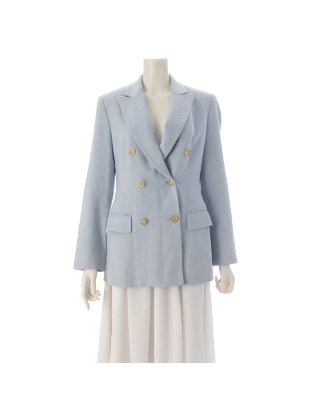 Celine Vintage Cashmere Angora Wool Logo Button Tailored Jacket Blue 38